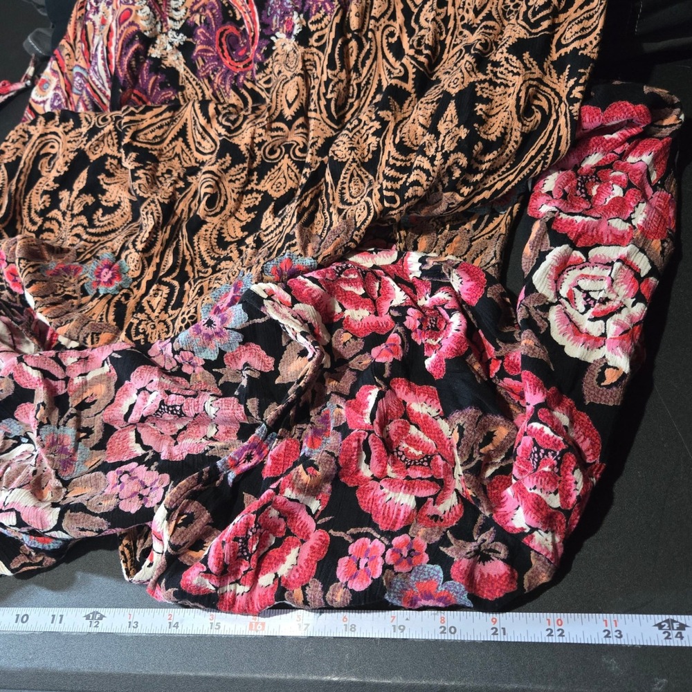 Angie Floral Paisley Open Front Midi Dress Large Boho Cottage Romantic Hippie - Picture 6 of 8